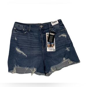 Rewash Women's Distressed Denim Shorts - Blue